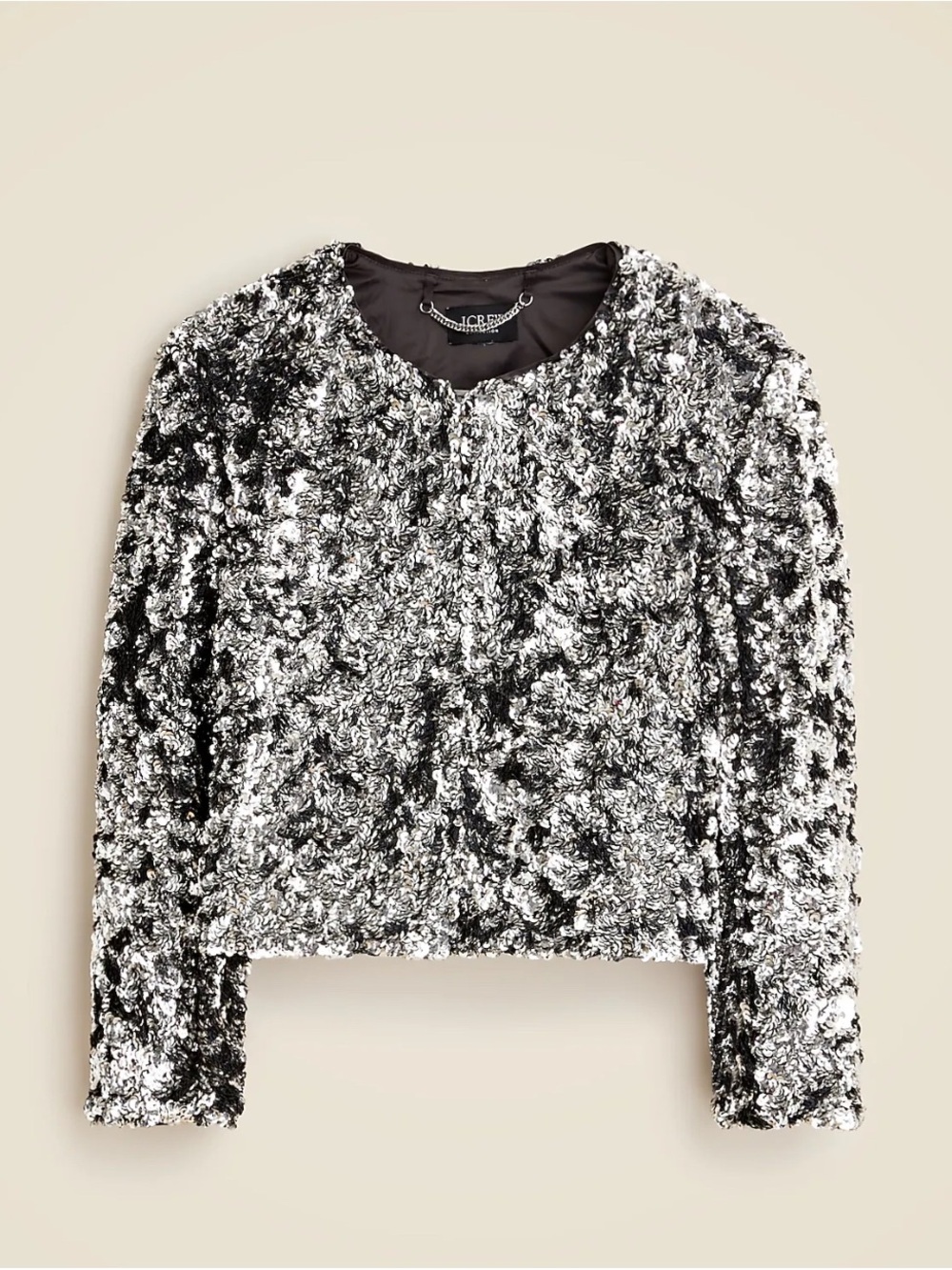 J. Crew Collection Silver Sequin Cropped Jacket NWT - Picture 2 of 11